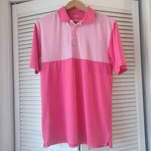 Chaps Golf Polo Shirt Mens Medium Striped PulloverTwo-Tone Pink Shirt